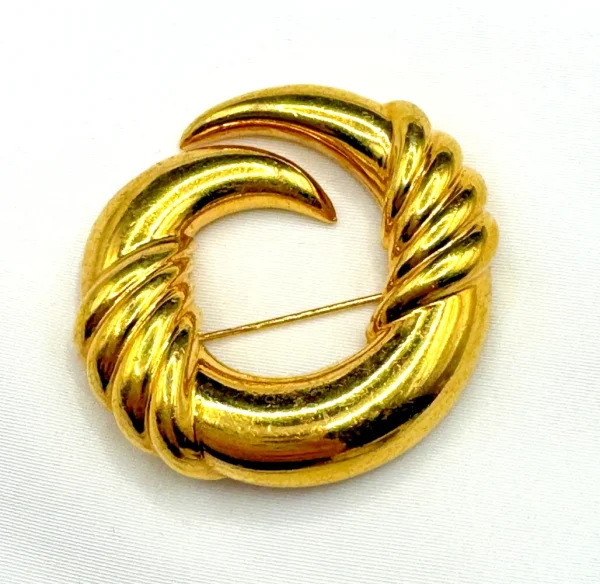 Vtg Napier Swirl Brooch Modernist Gold Tone