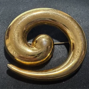 Vtg Mod Modernist MONET Swirl Brooch Pin, 2 1/4" x 2" 1970s