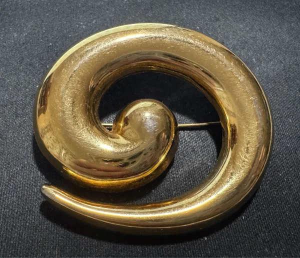 Vtg Mod Modernist MONET Swirl Brooch Pin, 2 1/4" x 2" 1970s