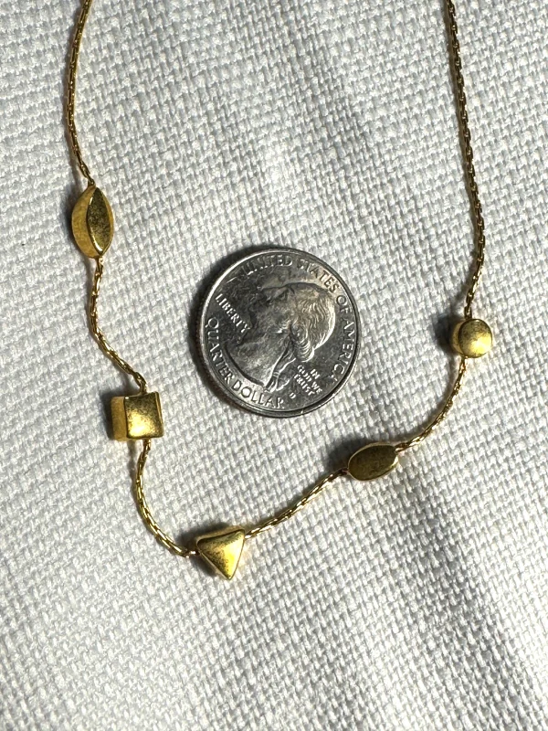 Vtg Signed Monet goldtone Cream & Black Enamel Delicate 14" Choker Necklace