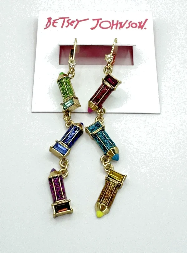 Betsey Johnson ‘Back to Cool’ Color Pencil Dangle Earring NWT/HTF!