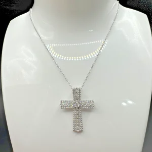 Bella Luce® 1.11ctw Rhodium over Sterling Silver CROSS Pendant w/ 18" Chain