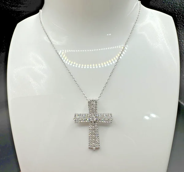Bella Luce® 1.11ctw Rhodium over Sterling Silver CROSS Pendant w/ 18" Chain