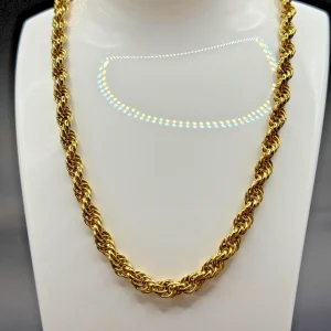 Vtg Monet Gold Tone Classic Twisted Rope Chain 55" Necklace