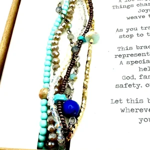 DEMDACO Your Journey Prayer Cross Bracelet Turquoise Multi-Strand Beads NIB