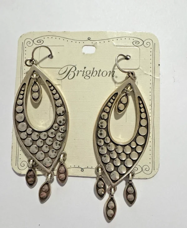 Brighton PEBBLE DISC Marquise Statement Earrings French Wire NWT