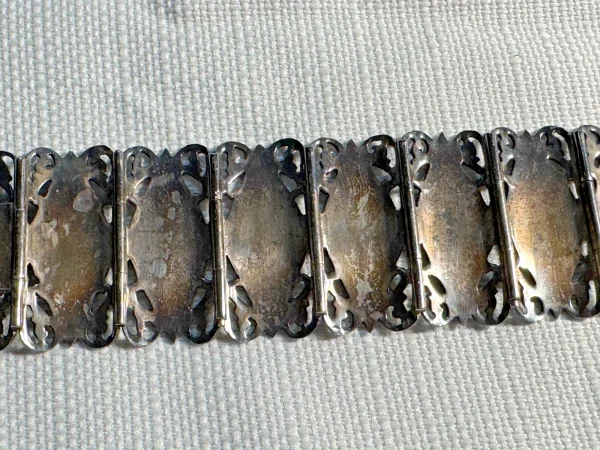 Antique Siam Sterling Amfarco Dancers 6-3/4" Panel Bracelet 61 grams