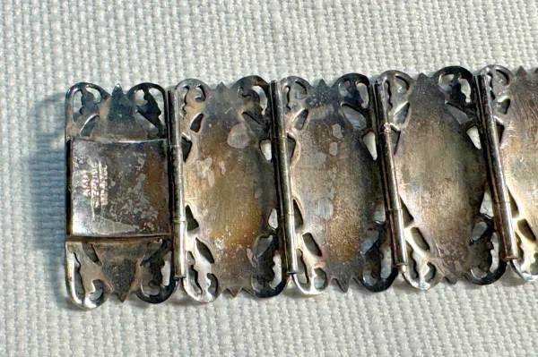 Antique Siam Sterling Amfarco Dancers 6-3/4" Panel Bracelet 61 grams