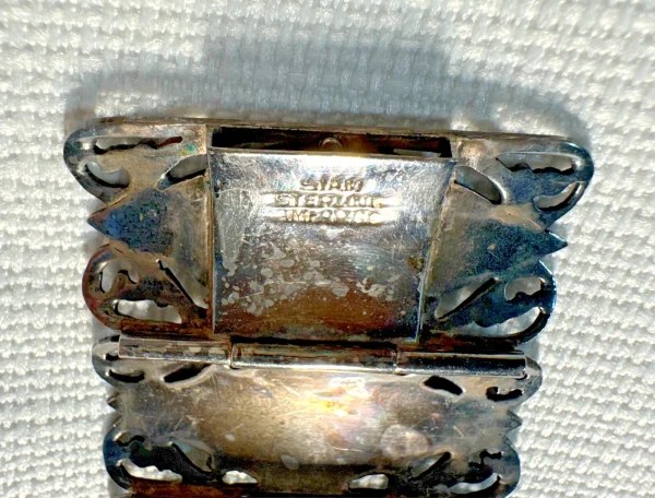 Antique Siam Sterling Amfarco Dancers 6-3/4" Panel Bracelet 61 grams