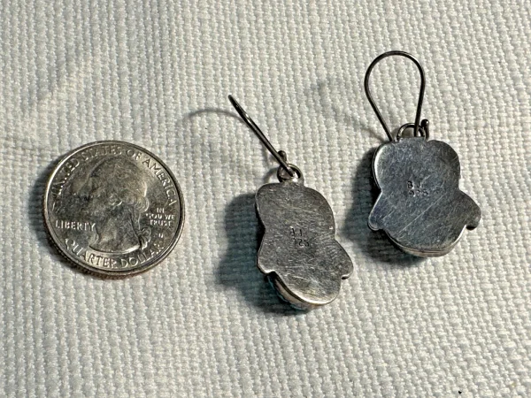 Vtg Sterling Silver Turquoise Native Earrings Signed BJ