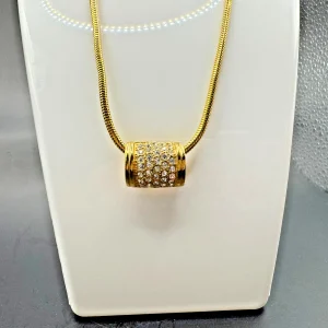 ROMA Gold Tone 16" Necklace Chain Rhinestone Pendant