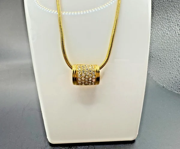 ROMA Gold Tone 16" Necklace Chain Rhinestone Pendant