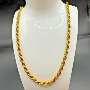Vtg Monet Gold Tone Classic Twisted Rope Chain 55" Necklace