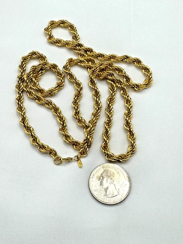 Vtg Monet Gold Tone Classic Twisted Rope Chain 55" Necklace