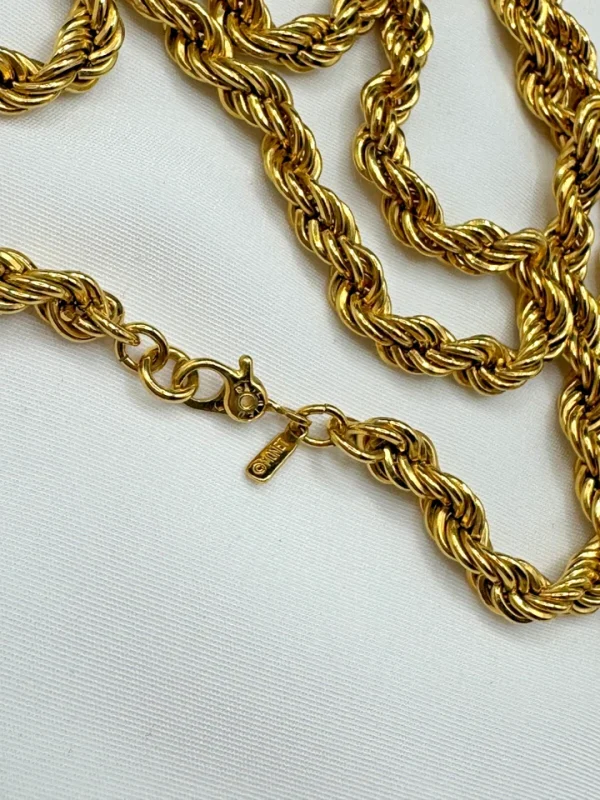 Vtg Monet Gold Tone Classic Twisted Rope Chain 55" Necklace