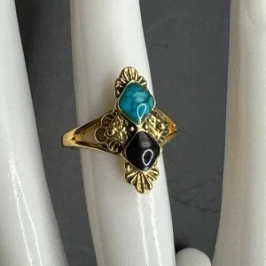 Gold Tone COP 1994 Castings On Parade Enamel & Inlaid Ring Sz 5