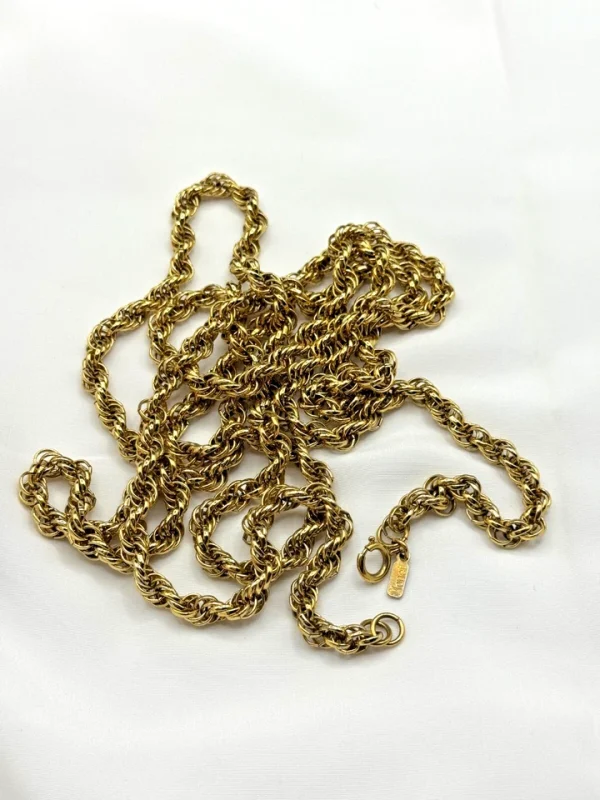 Vtg Monet Gold Tone Classic Twisted Rope Chain 55" Necklace