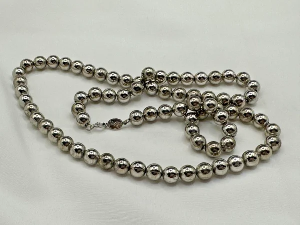 Vtg NAPIER Silver Tone BALL BEAD Silver Tone 24" NECKLACE