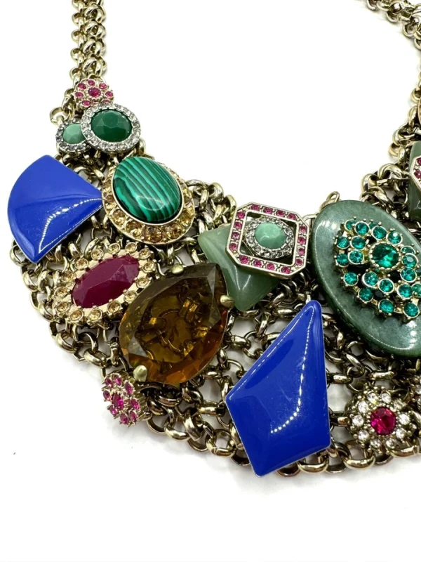 ZOE and SYD Enamel, Rhinstones & CABOCHON Gemstones 18" STATEMENT Necklace