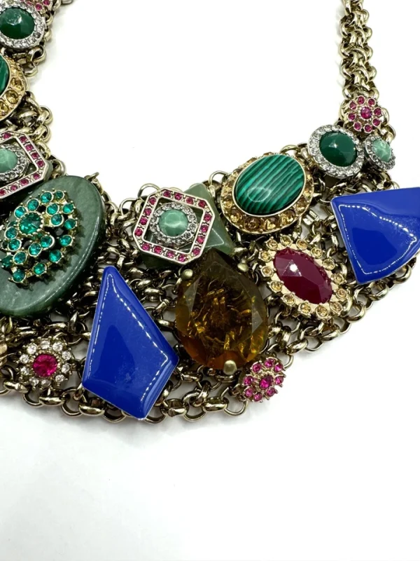 ZOE and SYD Enamel, Rhinstones & CABOCHON Gemstones 18" STATEMENT Necklace