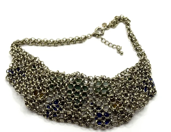 ZOE and SYD Enamel, Rhinstones & CABOCHON Gemstones 18" STATEMENT Necklace