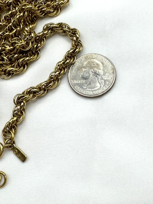 Vtg Monet Gold Tone Classic Twisted Rope Chain 55" Necklace