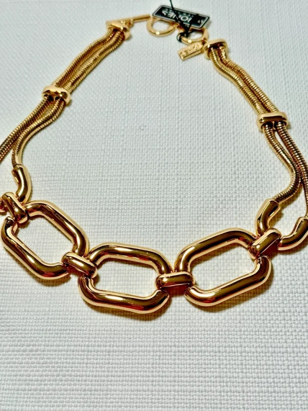 NWT Jones New York JNY Signed Gold Tone Chunky Statement 16" Necklace