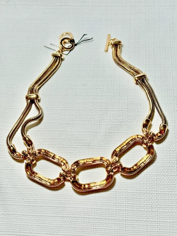 NWT Jones New York JNY Signed Gold Tone Chunky Statement 16" Necklace