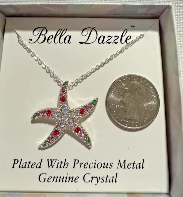 Bella Dazzle Genuince Crystal Silve Tone STARFISH 19" Necklace