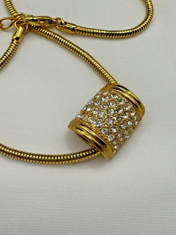 ROMA Gold Tone 16" Necklace Chain Rhinestone Pendant