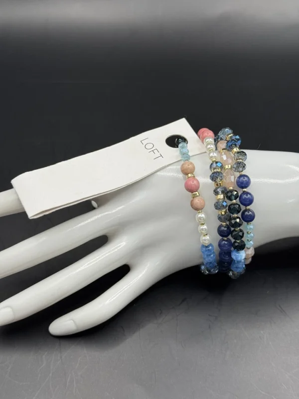 LOFT Signed Infinity Multi Coil Crystal & Semi-Precious Bracelet NWT