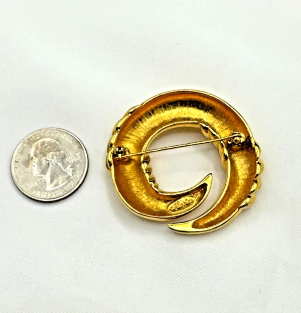 Vtg Napier Swirl Brooch Modernist Gold Tone