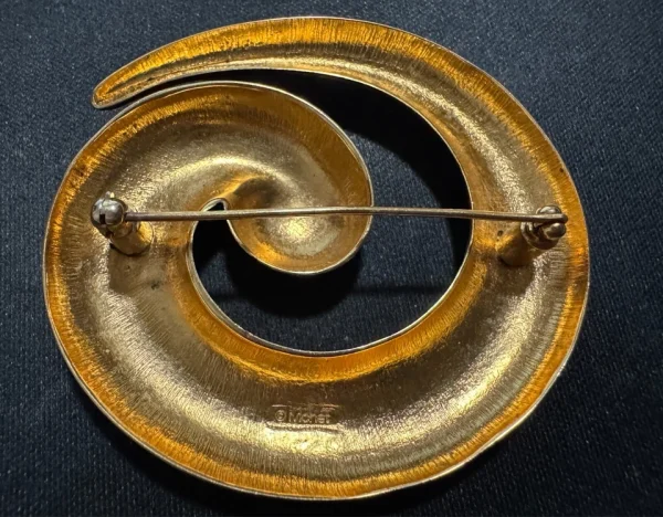 Vtg Mod Modernist MONET Swirl Brooch Pin, 2 1/4" x 2" 1970s