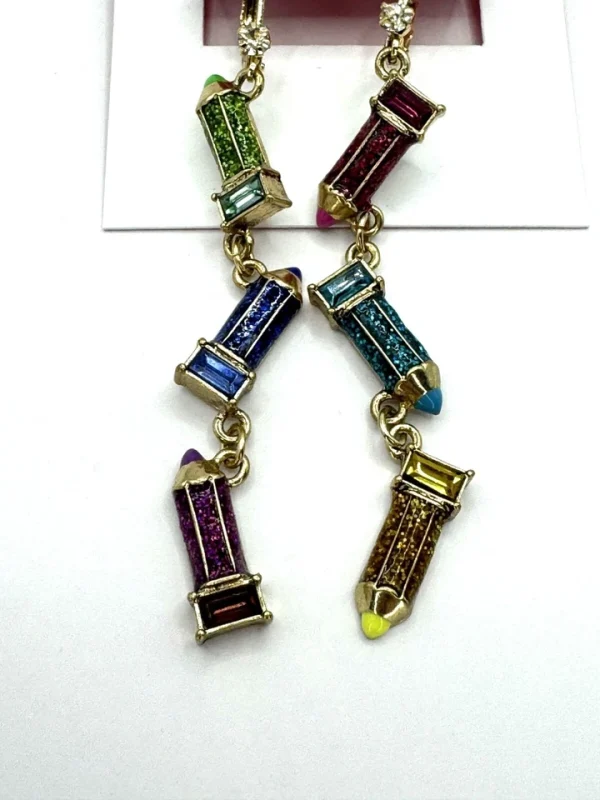Betsey Johnson ‘Back to Cool’ Color Pencil Dangle Earring NWT/HTF!