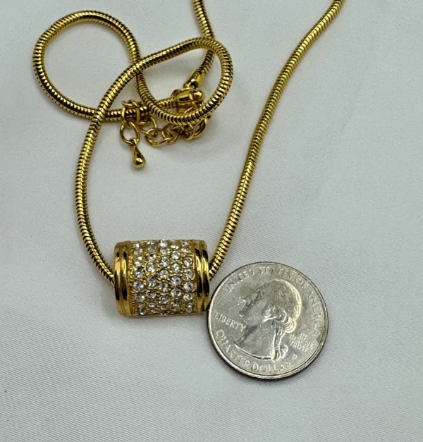 ROMA Gold Tone 16" Necklace Chain Rhinestone Pendant