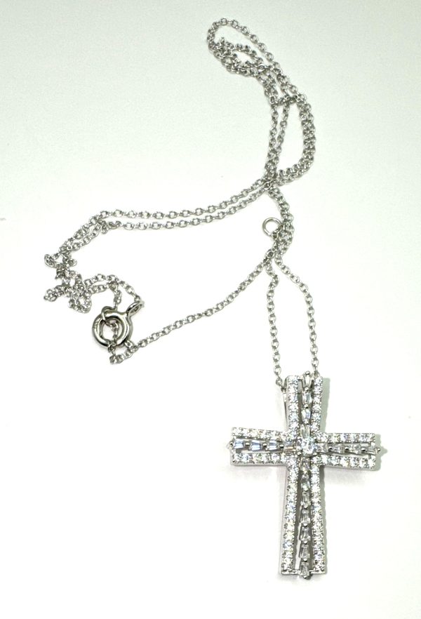 Bella Luce® 1.11ctw Rhodium over Sterling Silver CROSS Pendant w/ 18" Chain - Image 7