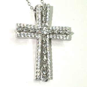 Bella Luce® 1.11ctw Rhodium over Sterling Silver CROSS Pendant w/ 18" Chain