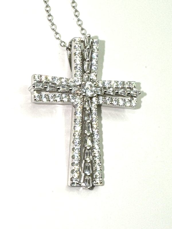 Bella Luce® 1.11ctw Rhodium over Sterling Silver CROSS Pendant w/ 18" Chain