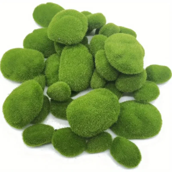 5pcs Vibrant Green PVC Artificial Moss Stones - Image 2