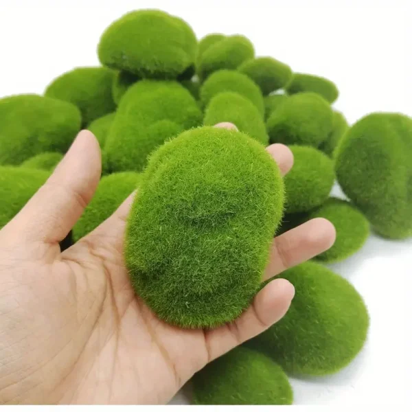 5pcs Vibrant Green PVC Artificial Moss Stones - Image 3