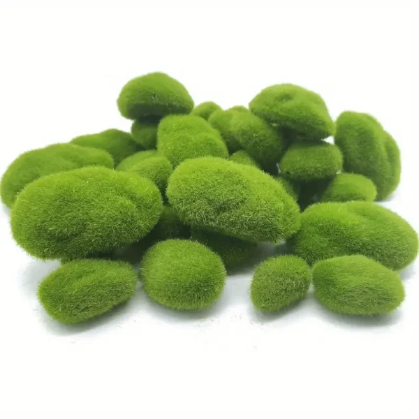 5pcs Vibrant Green PVC Artificial Moss Stones