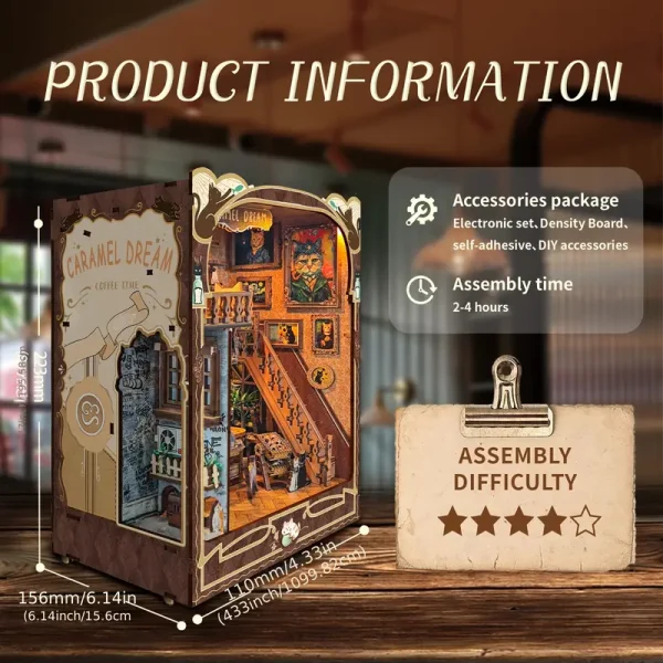 Caramel Dreams Cat Cafe Wooden Assembly Model Kit - Image 2