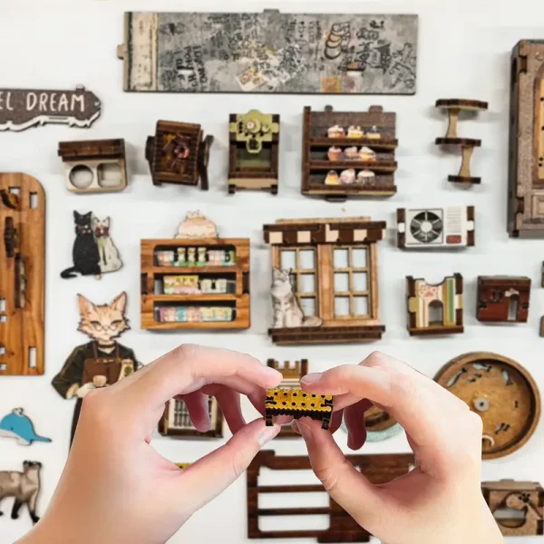 Caramel Dreams Cat Cafe Wooden Assembly Model Kit - Image 3