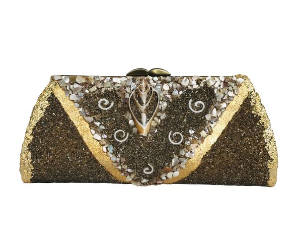 Sea Shells Beach Sand Plated in 24K Gold & Sterling Silver ~ OOAK Clutch Purse