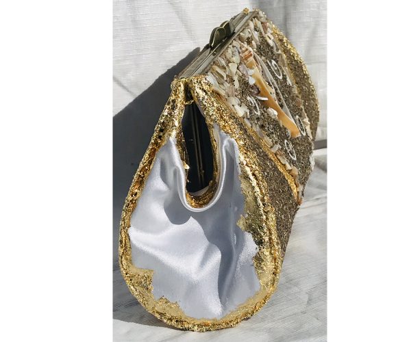 Sea Shells Beach Sand Plated in 24K Gold & Sterling Silver ~ OOAK Clutch Purse - Image 4