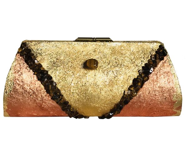 Genuine Tiger’s Eye Plated in Copper & 24K Gold ~ OOAK Clutch Purse