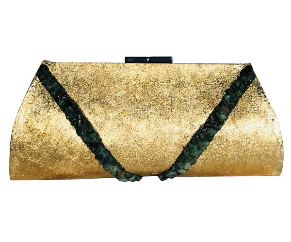 Genuine Raw Emerald Plated in 24K Gold ~ OOAK Clutch Purse