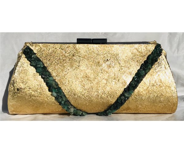Genuine Raw Emerald Plated in 24K Gold ~ OOAK Clutch Purse - Image 2