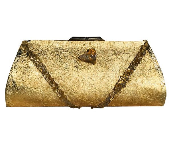 Genuine Opal Plated in 24K Gold ~ OOAK Clutch Purse