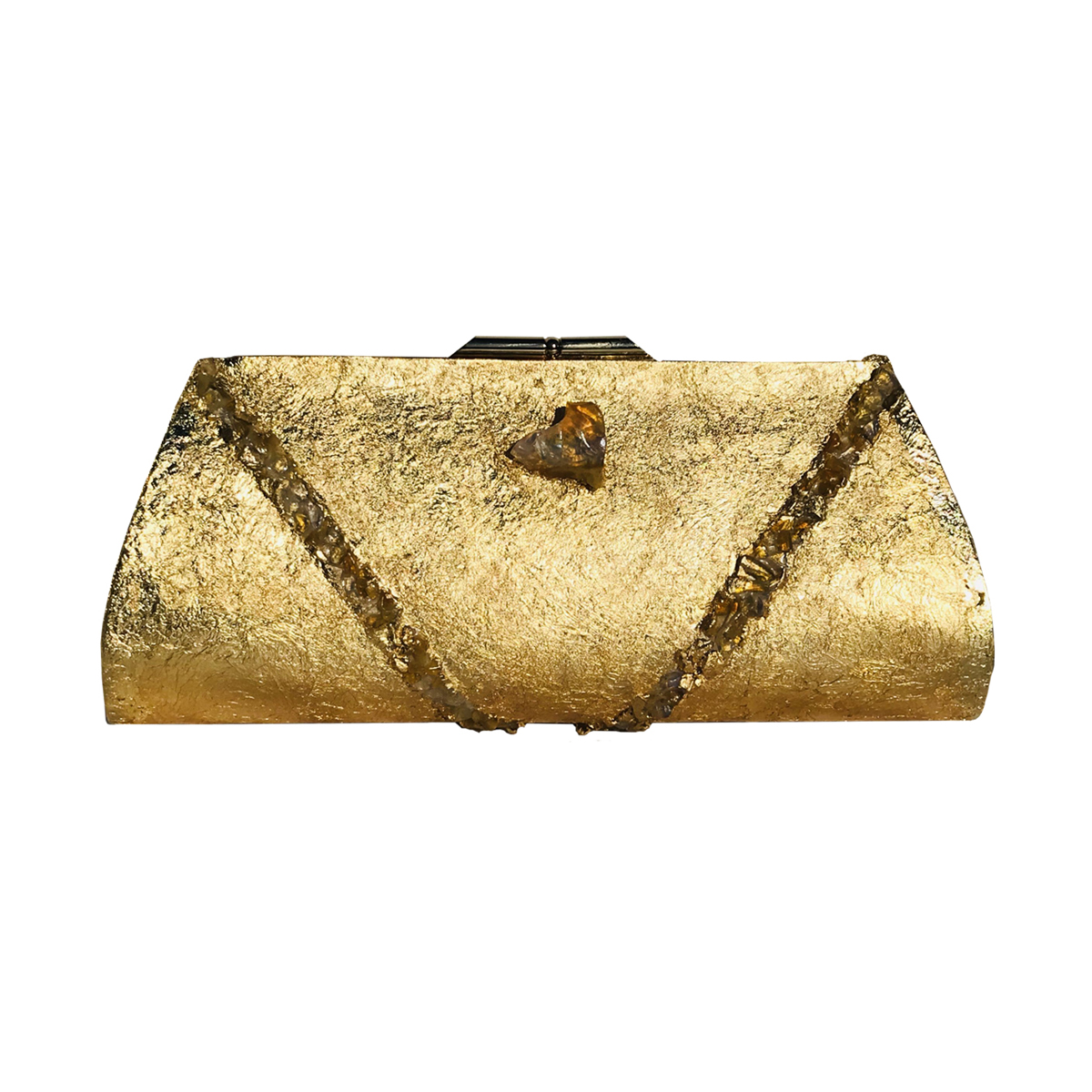 Genuine Opal Plated in 24K Gold ~ OOAK Clutch Purse